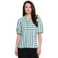 Womens Ali Miles Bubble Sleeve Multi Stripe Pop Over Blouse - image 1