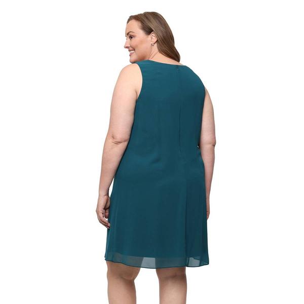 Plus Size SLNY Chiffon Beaded Shoulder Open Jacket Dress