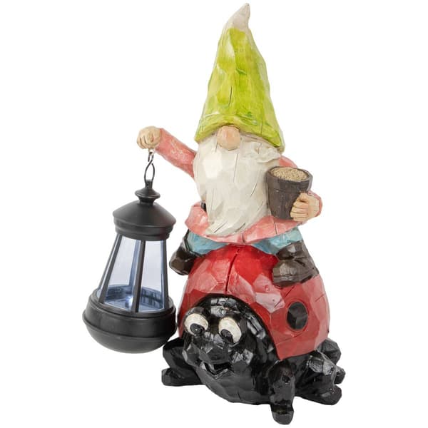 Northlight Seasonal Solar LED Gnome & Ladybug Garden Statue