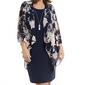 Plus Size Sandra Darren Drape Solid/Floral Jacket Dress - image 3
