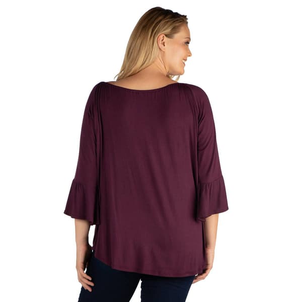 Plus Size 24/7 Comfort Apparel Bell Sleeve Loose Fit Tunic Top
