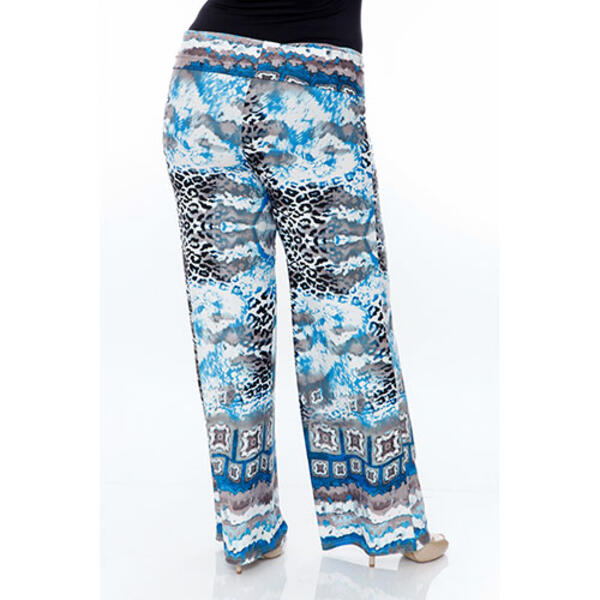 Plus SizeWhite Mark Printed Palazzo Pants - Sky Blue/Cheetah - image 