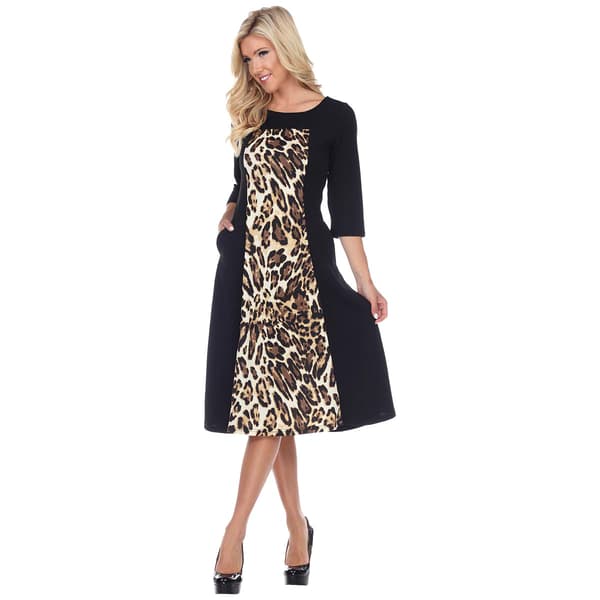 Womens White Mark Constance Leopard Midi Shift Dress - image 