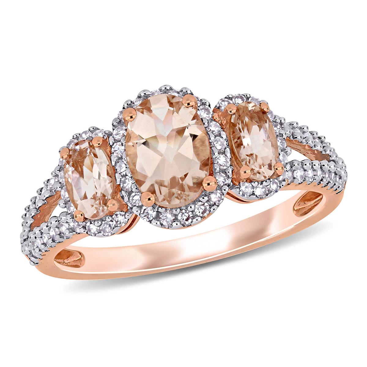 Gemstone Classics™ 14kt. Rose Gold Morganite 3-Stone...