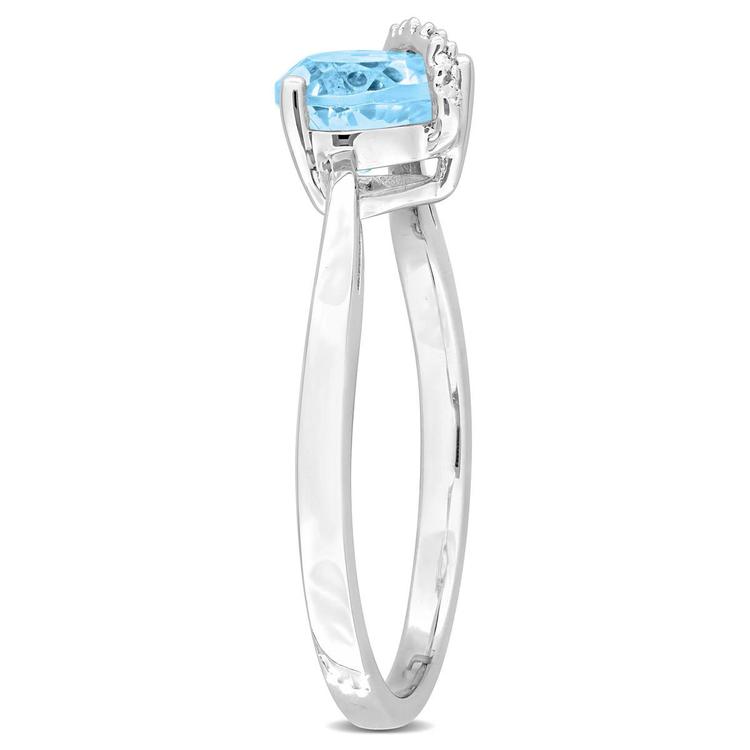 Sterling Silver Sky Blue Topaz & Diamond Accent Heart Ring