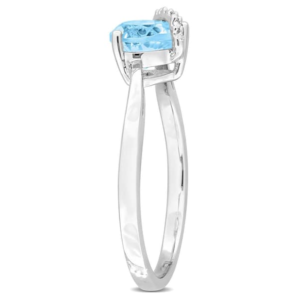 Sterling Silver Sky Blue Topaz & Diamond Accent Heart Ring