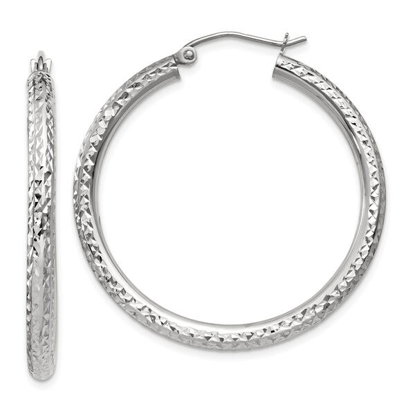 Gold Classics&#40;tm&#41; 14kt. White Gold 35mm Hoop Earrings - image 