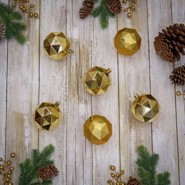 National Tree 10in. Gold Geometric Ornaments - Set of 6