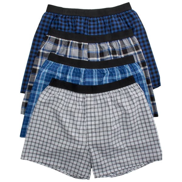 Mens Hanes(R) Ultimate Core 4 Pk. Woven Boxers - Blue/Grey - image 