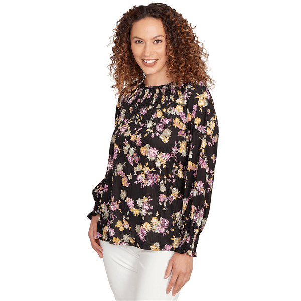 Petite Emaline Deerfield Onion Skin Floral Smock Blouse
