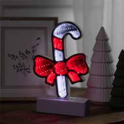 Northlight LED 3D Candy Cane with Bow Christmas Infinity Mirror