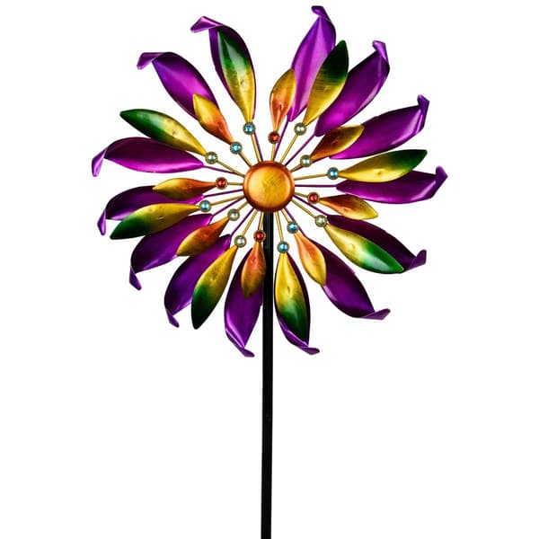Northlight Seasonal Mardi Gras Flower Pinwheel Garden Stake