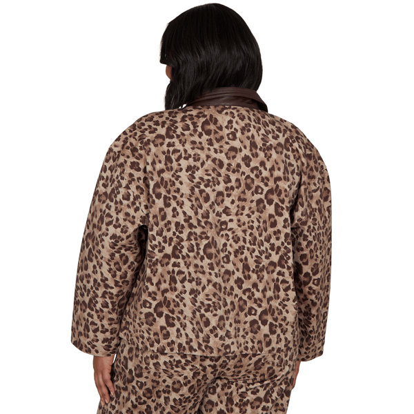 Plus Size Ruby Rd. Game of Luxe Leopard Denim Jacket