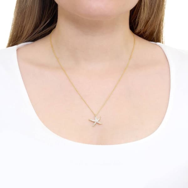 Athra 14kt. Gold over Brass & CZ Starfish Pendant Necklace