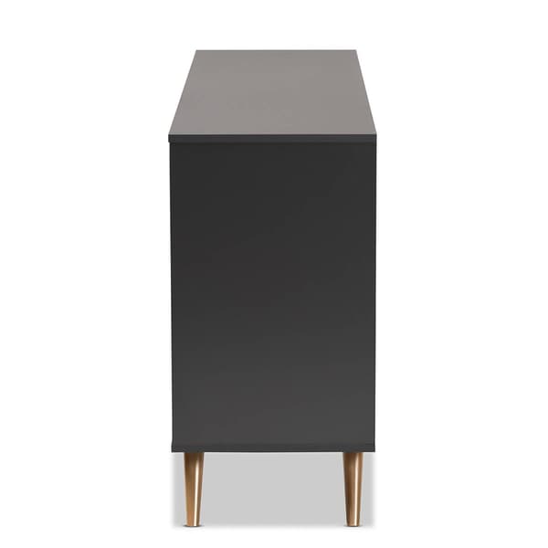 Baxton Studio Kelson Dark Grey & Gold Wood 6-Drawer Dresser