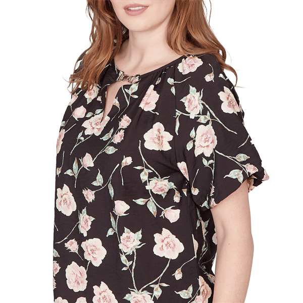 Womens Emaline Enchanted Bloom Keyhole Neck Floral Blouse