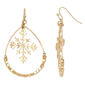 Gold-Tone Snowflake Orbital Suspended Open Teardrop Earrings - image 1