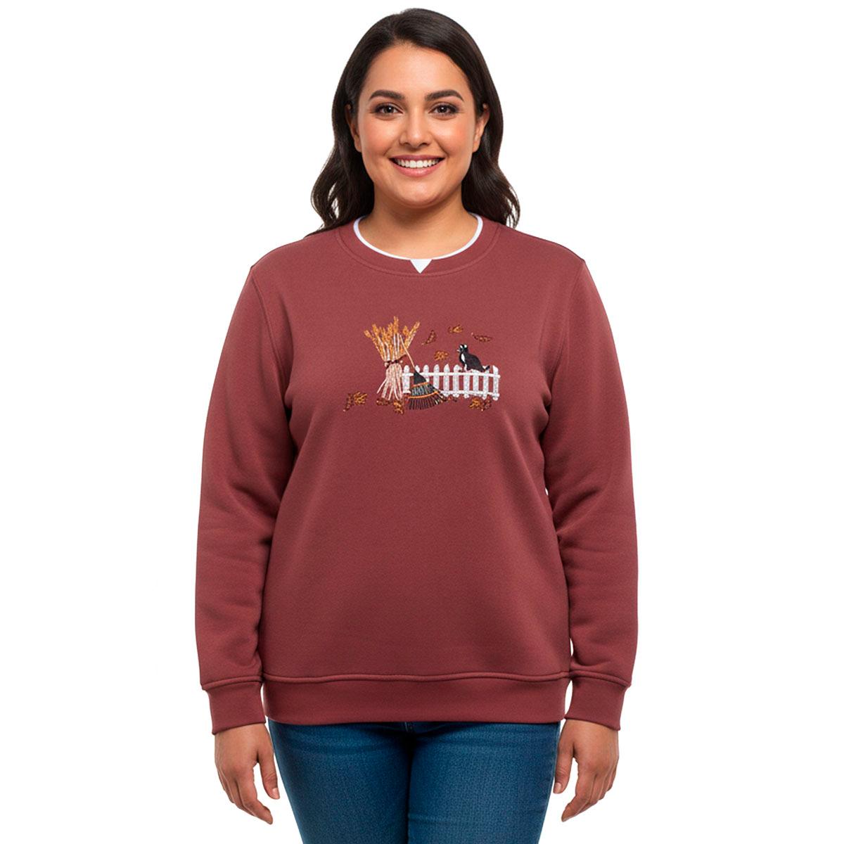 Plus Size Hasting & Smith Long Sleeve Cornstalk Fleece Sweatshirt
