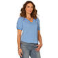 Womens Democracy Short Ruch Sleeve V Neck Stripe Blouse - image 1