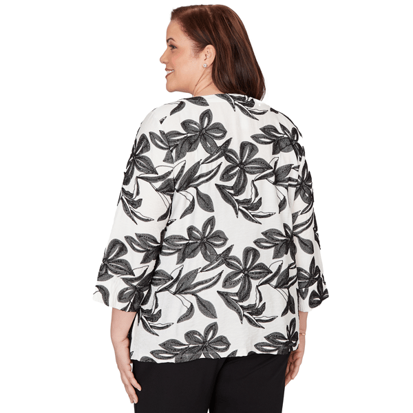 Plus Size Alfred Dunner Crowd Pleaser Floral Embroidery Blouse