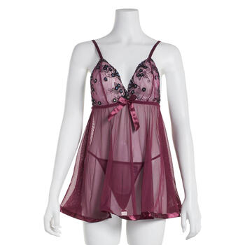 Plus Size Spree Intimates Solid Mesh Triangle Cup Babydoll - Boscov's