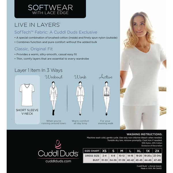 Womens Cuddl Duds&#174; Softwear Thermal Short Sleeve Top