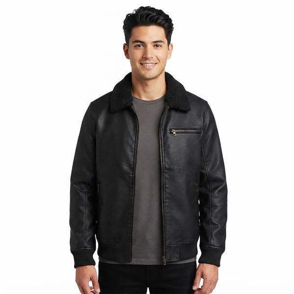 Mens Levi''s Faux Leather Aviator with Sherpa Collar Jacket - image 