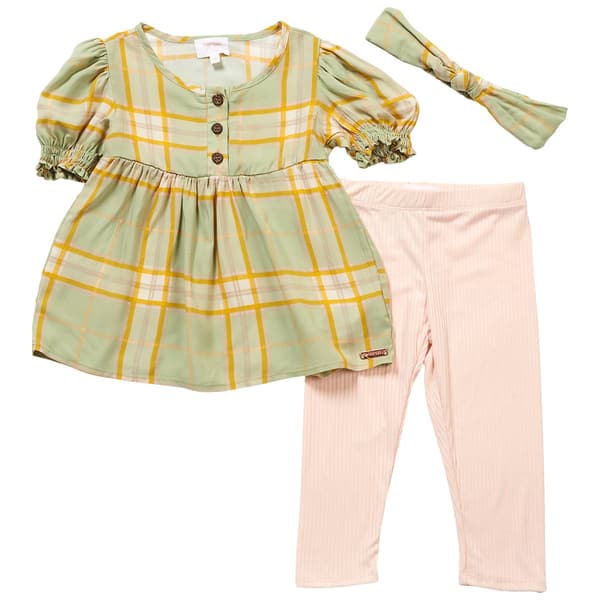 Baby Girl &#40;12-24M&#41; Kensie Baby Plaid Top & Rib Leggings Set - image 