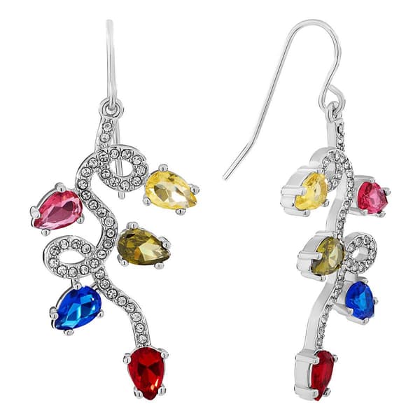 Athra Fine Silver Plated Crystal Christmas Lights Drop Earrings - image 