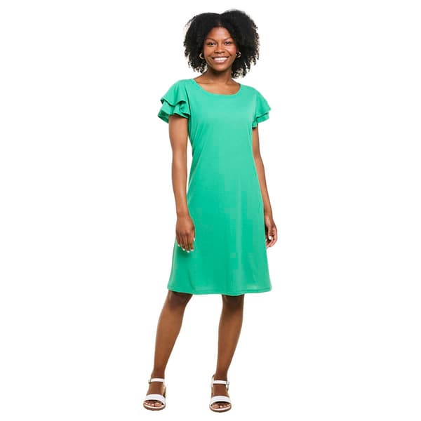 Women Absolutely Famous Double Ruffle Sleeve Shift Dress - image 