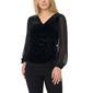 Petites MSK Long Sleeve Velvet Mixed Media Sleeve Top - image 1