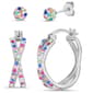 2pc. Brass Scattered Rainbow Crystal Hoop and Stud Earrings Set - image 1