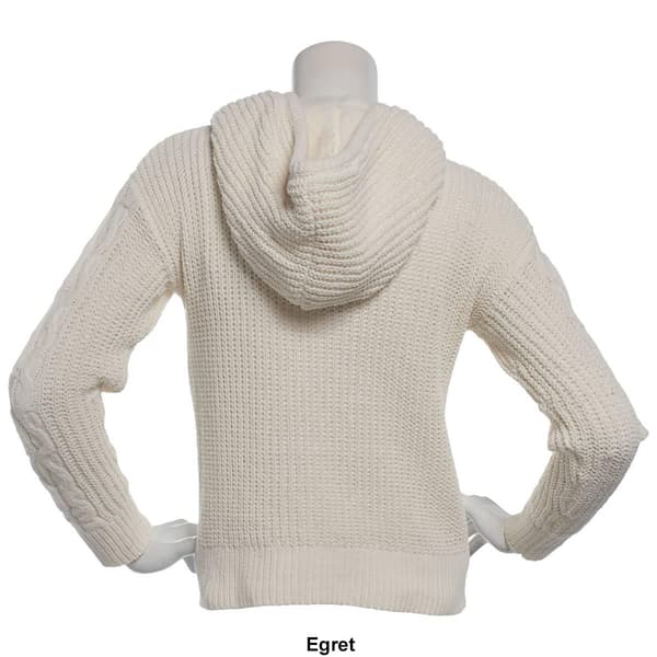 Juniors Derek Heart Cable Knit Zip Sweater