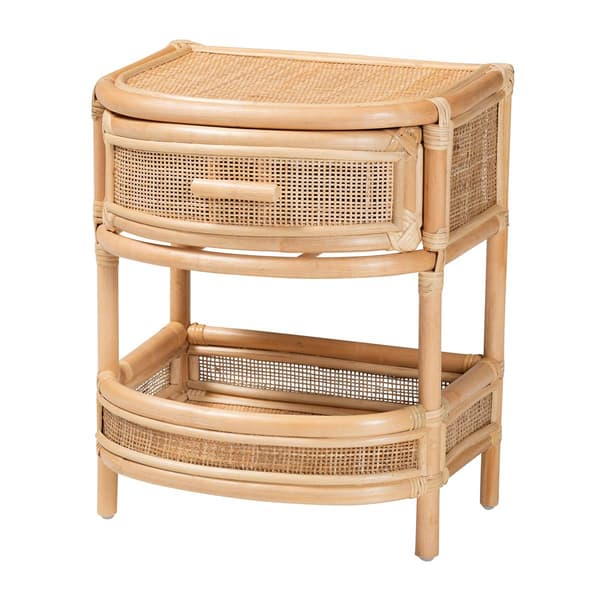 bali & pari Divitia Bohemian Natural Rattan 1-Drawer Nightstand - image 