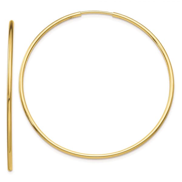 Gold Classics(tm) 10kt. Polished 42mm Endless Tube Hoop Earrings - image 