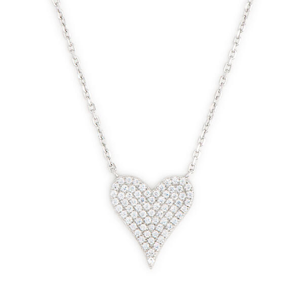 Sterling Silver Cubic Zirconia Pave Heart Pendant - image 