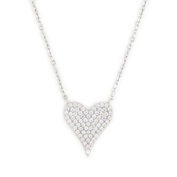 Sterling Silver Cubic Zirconia Pave Heart Pendant - image 