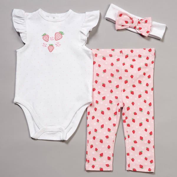 Baby Girl (3-12M) Little Me(R) Strawberry Bodysuit Set & Headband - image 