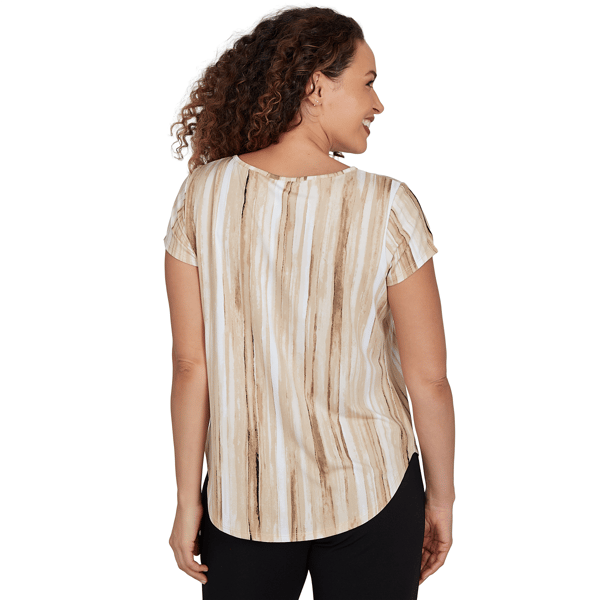 Womens Emaline Verde Grove II Short Sleeve Abstract Stripe Blouse
