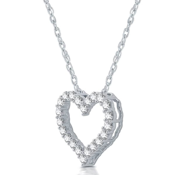 Nova Star&#174; Sterling Silver 1ctw. Lab Grown Diamond Heart Pendant