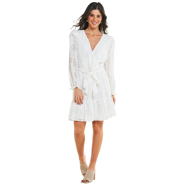 Womens Harper 241 Long Sleeve Solid Ruffled Hem Midi Dress