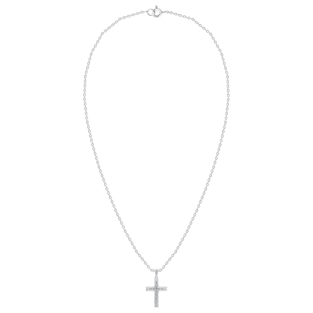 Nova Star® Sterling Silver Lab Grown Diamond Cross Pendant