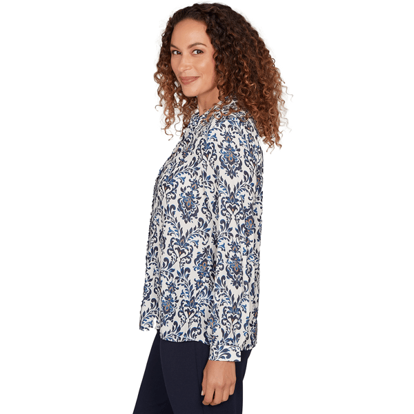 Womens Emaline Golden Nautica Long Sleeve Jacquard Blouse
