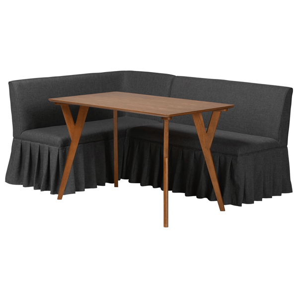 Baxton Studio Randolph 3pc. Fabric Upholstered Dining Nook Set