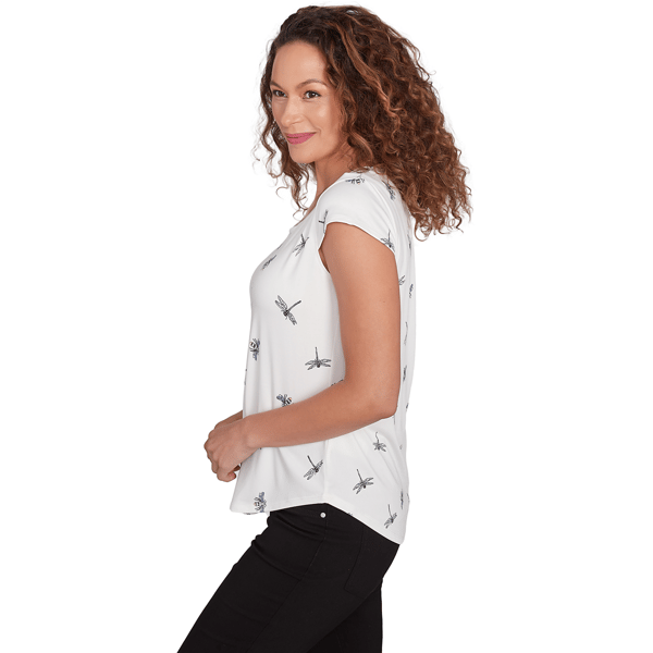 Womens Emaline Key Items Cap Sleeve Dragonfly Tee