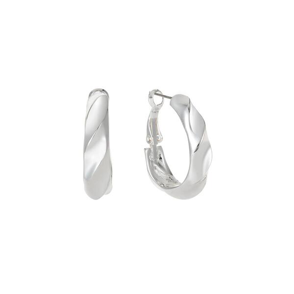 Gloria Vanderbilt Silver-Tone C Hoop Post Earrings - image 