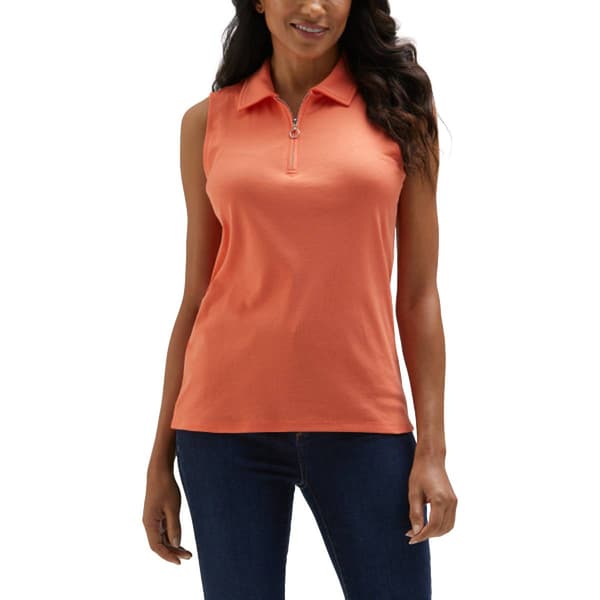 Womens Rafaella&#40;R&#41; Sleeveless Zip Polo
