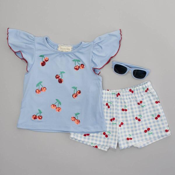 Toddler Girl BTween&#40;R&#41; Yummy Top & Cherry Gingham Shorts Set - image 