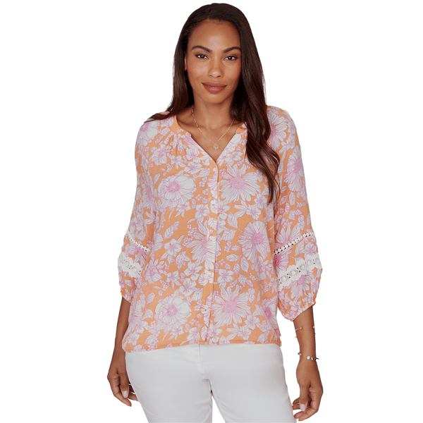Womens Alfred Dunner Hothouse Florals Floral Silky Gauze Peasant