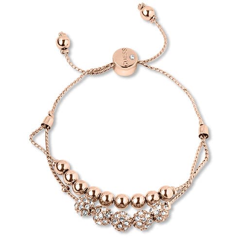 GUESS Rose Gold-Tone Crystal Adjustable Bolo Bracelet